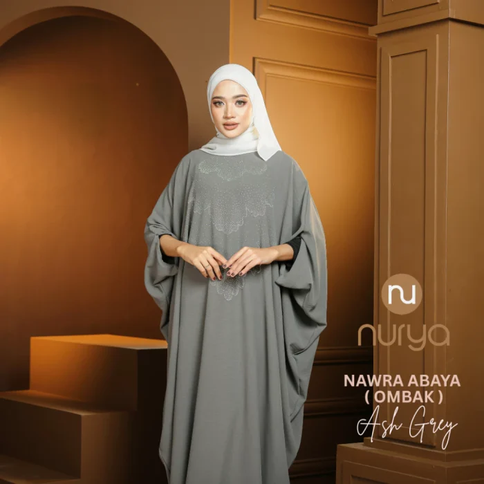 Ash Gray - NAWRA ABAYA KAFTAN OMBAK KAIN MATERIAL CEY PREMIUM IRON LESS Ash Gray - NAWRA ABAYA KAFTAN OMBAK KAIN MATERIAL CEY PREMIUM IRON LESS