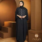 Black - Noorah V-Shape Abaya Kaftan Kain CEY Premium Ironless Muslimah Batwing Clothing