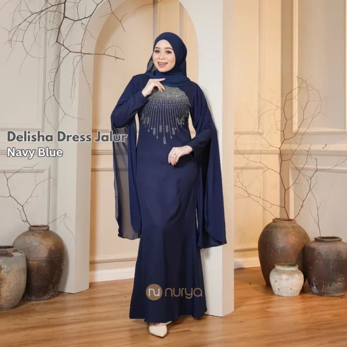 NAVY BLUE DELISHA DRESS JALUR MANIK FESYEN DIAMOND NAVY BLUE DELISHA DRESS JALUR MANIK FESYEN DIAMOND