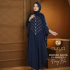 Navy Blue - Noorah V-Shape Abaya Kaftan Kain CEY Premium Ironless Muslimah Batwing Clothing