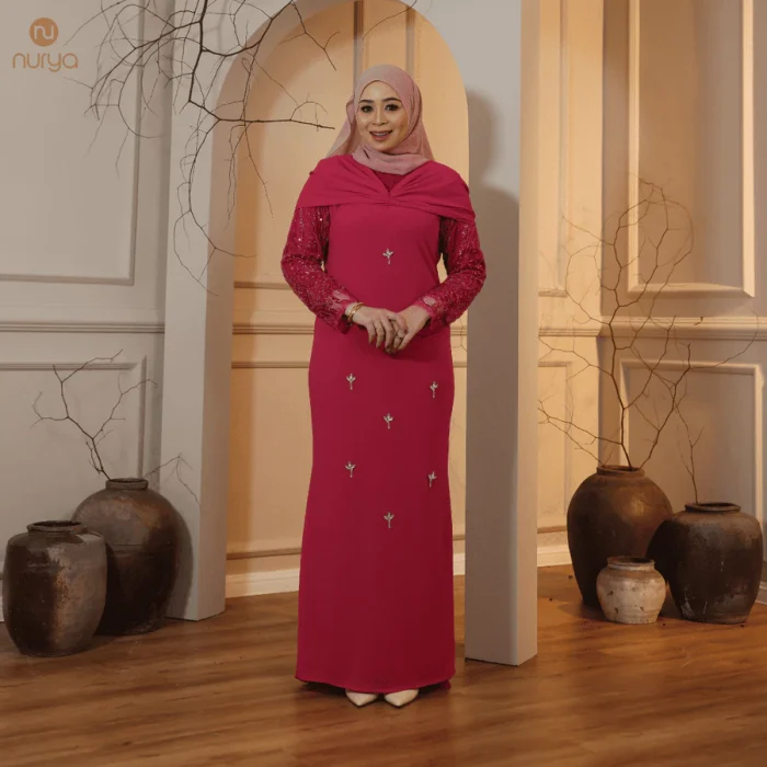 PINK Nurya Adibah Chiffon Dress Moden Material Chiffon dan Lining PINK Nurya Adibah Chiffon Dress Moden Material Chiffon dan Lining