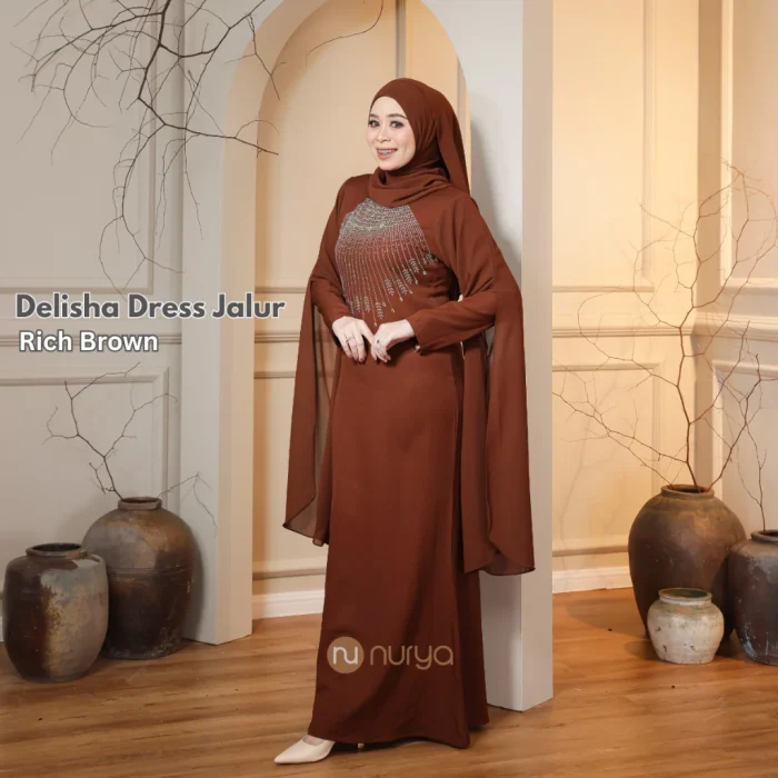 RICH-BROWN-DELISHA DRESS JALUR MANIK FESYEN DIAMOND RICH-BROWN-DELISHA DRESS JALUR MANIK FESYEN DIAMOND