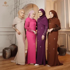 NURYA ADIBAH CHIFFON DRESS MODEN MATERIAL CHIFFON DAN LINING