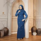 teal blue Nurya Adibah Chiffon Dress Moden Material Chiffon dan Lining